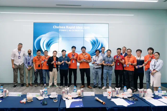 Winning hackathon team on stage